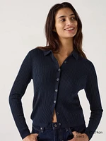 Merino Ribbed Polo Cardigan