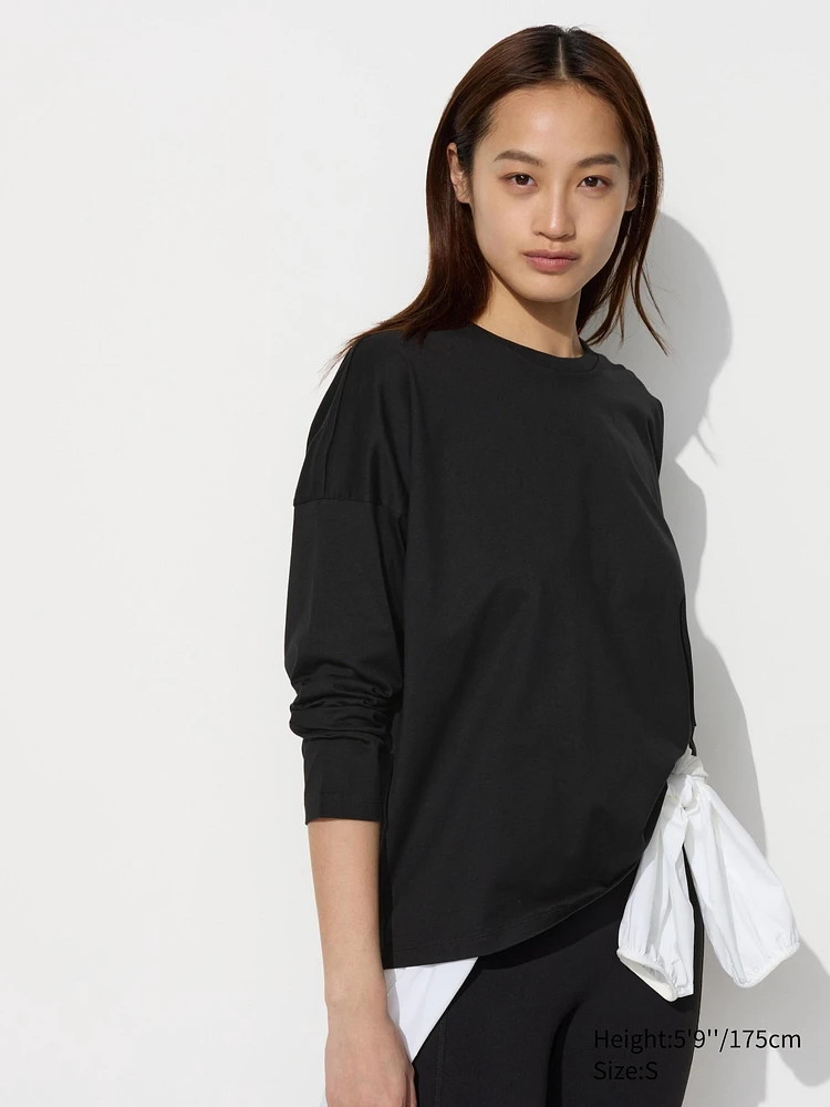 Smooth Cotton Oversized T-Shirt | Long Sleeve