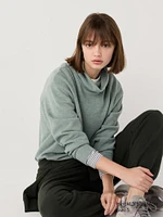 Soft Knitted Fleece Ribbed T-Shirt | High Neck Long Sleeve