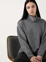 Soft Knitted Fleece Ribbed T-Shirt | High Neck Long Sleeve