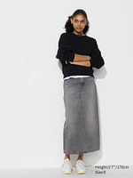 Denim Panel Long Skirt