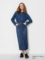 Denim Panel Long Skirt