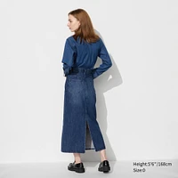 Denim Panel Long Skirt