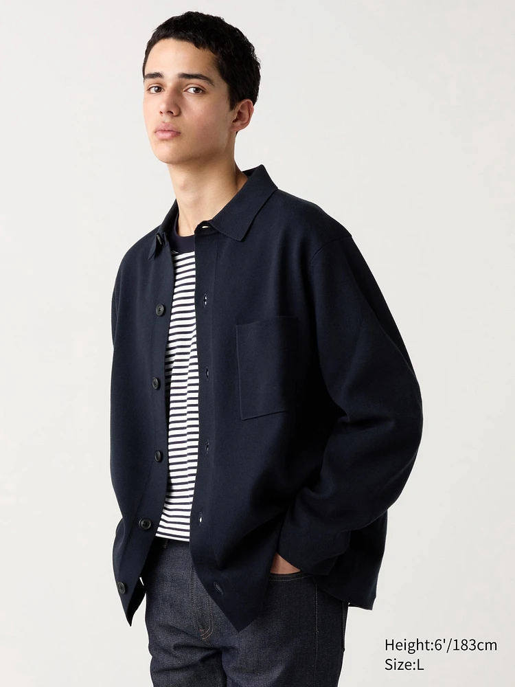 Milano Ribbed Shirt Collar Cardigan