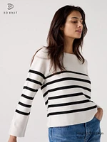 3D Knit Cotton Sweater | Striped