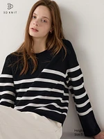 3D Knit Cotton Sweater | Striped