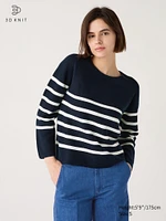 3D Knit Cotton Sweater | Striped