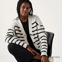 Souffle V-Neck Short Cardigan | Striped