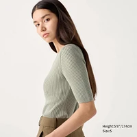 Merino Ribbed Sweater | Half Sleeve