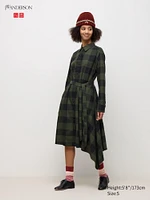 Flannel Asymmetric Hem Dress | Checked