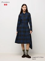 Flannel Asymmetric Hem Dress | Checked