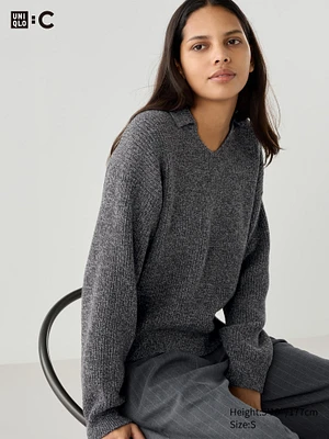 Mix Yarn Polo Sweater