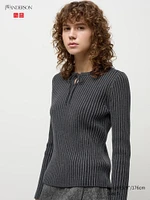 Ribbed Tie-Neck Sweater