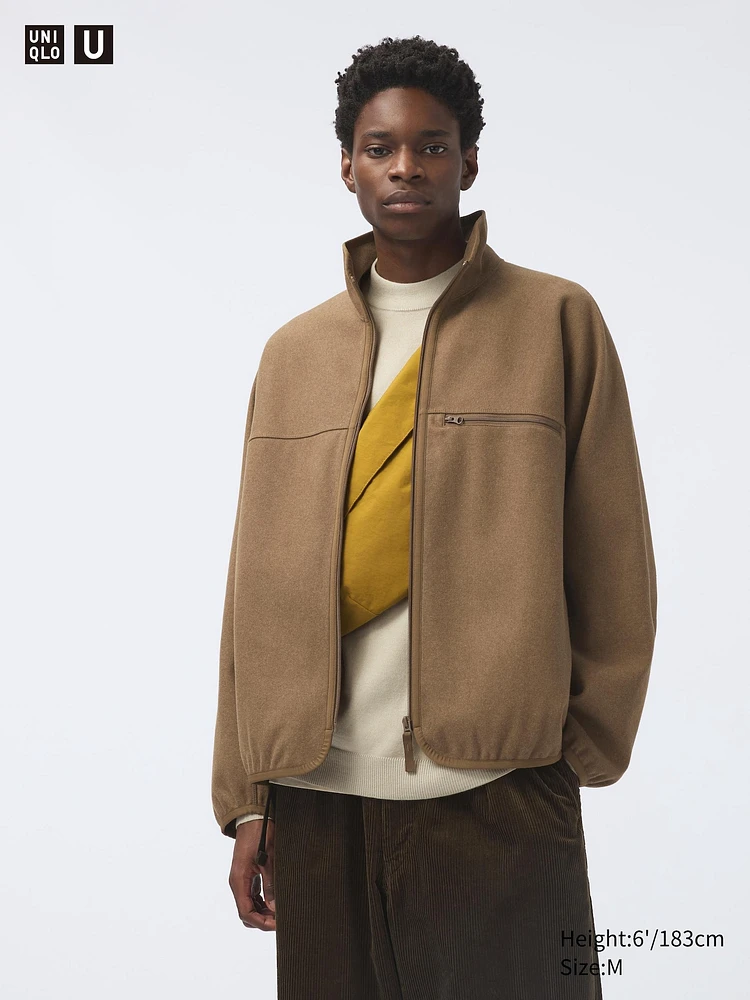 Brushed Jersey Zip-Up Blouson