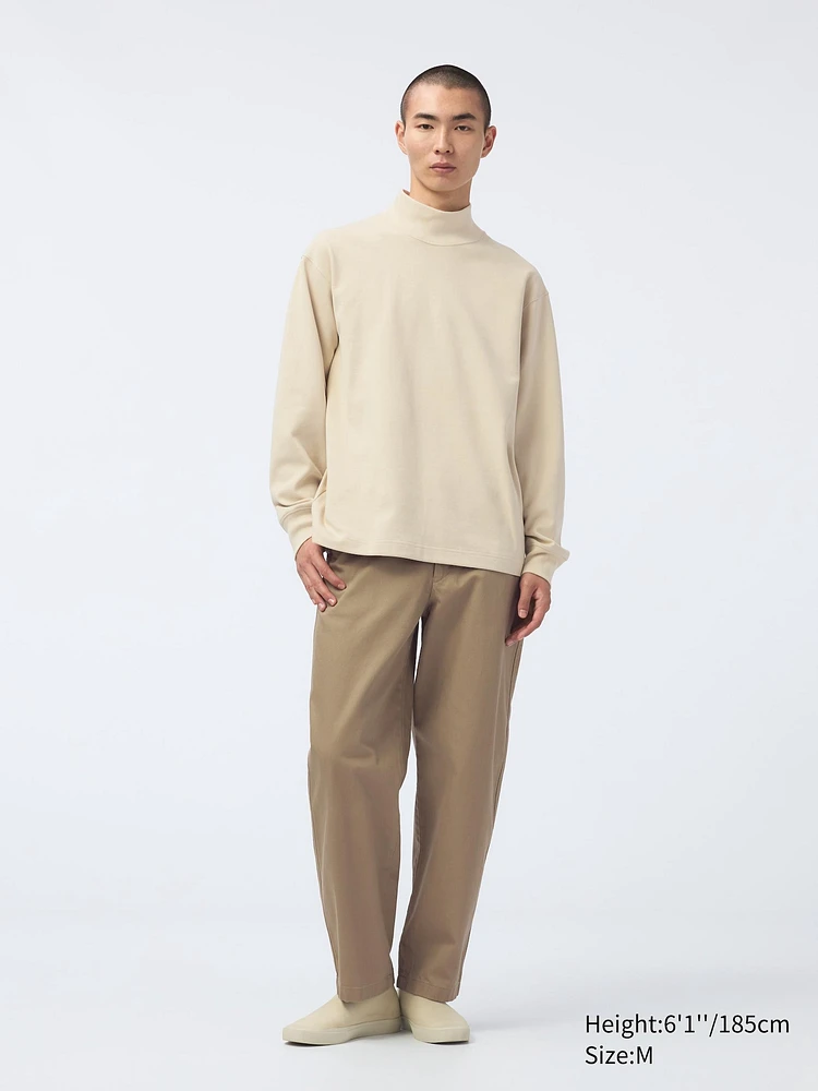 Brushed Lined Mock Neck T-Shirt | Long Sleeve