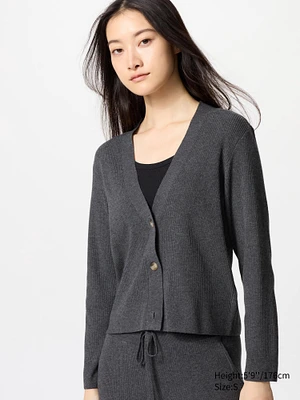 Washable Ribbed Knit Cardigan