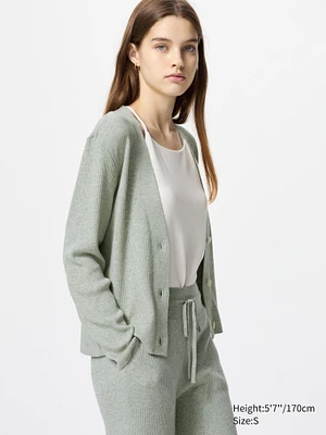 Washable Ribbed Knit Cardigan