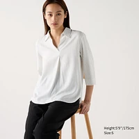 Rayon Skipper Collar Blouse | 3/4 Sleeve