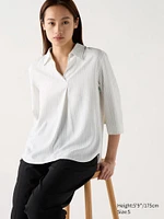 Rayon Skipper Collar Blouse | 3/4 Sleeve