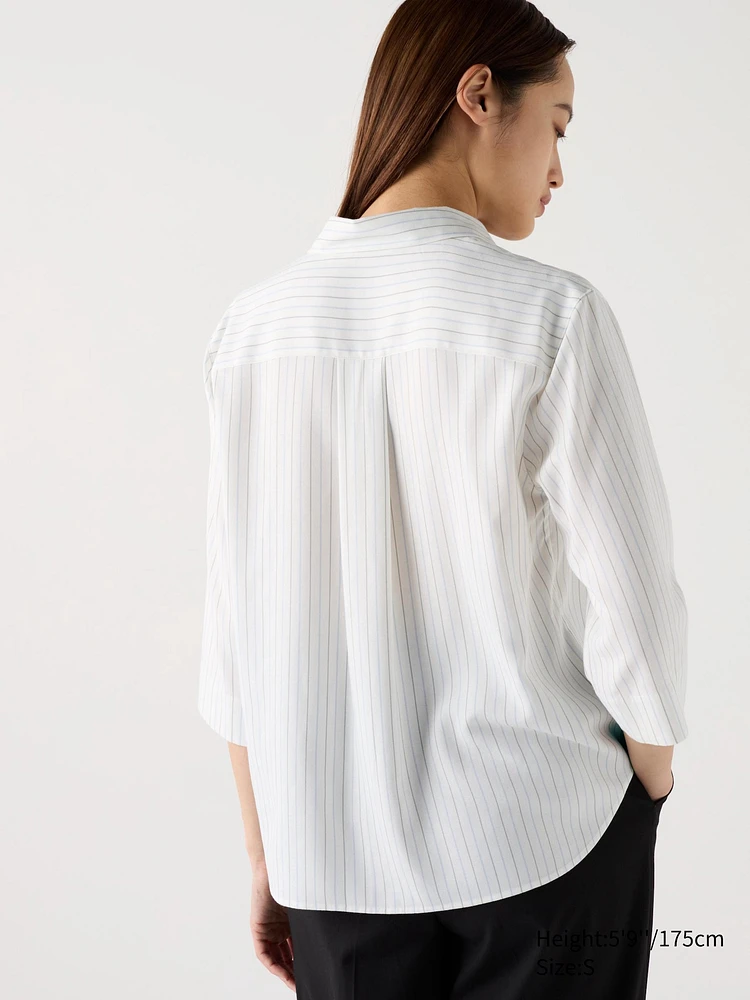 Rayon Skipper Collar Blouse | 3/4 Sleeve