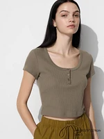 Pointelle Henley T-Shirt | Scoop Neck