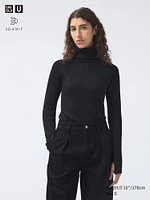 3D Knit Merino Blend Sweater | Turtleneck