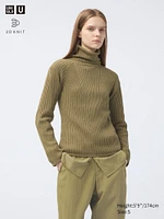 3D Knit Merino Blend Sweater | Turtleneck