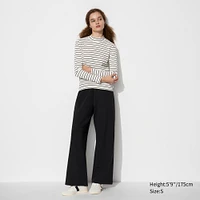 Ribbed High Neck Long Sleeve T-Shirt | Striped