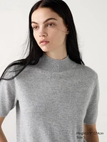 Cashmere Sweater | Mock Neck Half-Sleeve