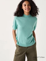 Cashmere Sweater | Mock Neck Half-Sleeve