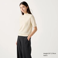 Cashmere Mock Neck Sweater | Half-Sleeve