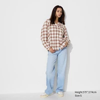 Soft Flannel Gathered Blouse (Checked)