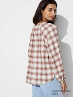 Soft Flannel Gathered Blouse | Checked