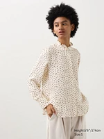 Satin Frilled Blouse | Printed