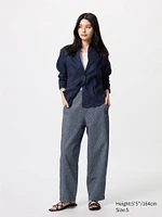 Linen Cotton Tapered Pants | Striped