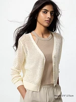 Mesh V-Neck Short Cardigan