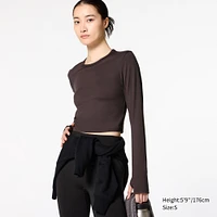 Ultra Stretch AIRism Cropped T-Shirt | Long Sleeve