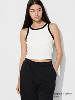 Ribbed Cropped Sleeveless Bra Top | Contrast Trim