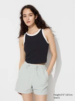 Ribbed Cropped Sleeveless Bra Top | Contrast Trim