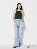 Ribbed Cropped Sleeveless Bra Top | Contrast Trim