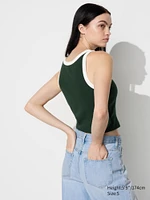 Ribbed Cropped Sleeveless Bra Top | Contrast Trim