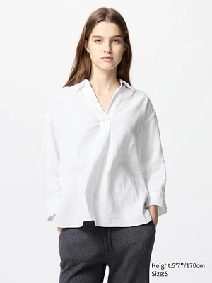 Premium Linen Skipper Collar Shirt