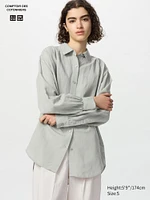 Linen Blend Oversized Long Sleeve Shirt