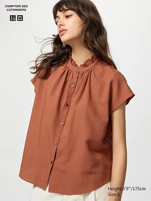 Linen Blend Frilled Blouse