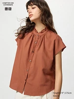 Linen Blend Frilled Blouse