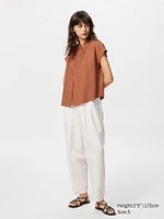 Linen Blend Frilled Blouse