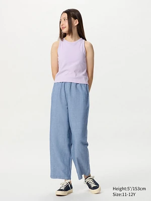 Linen Blend Wide Easy Pants