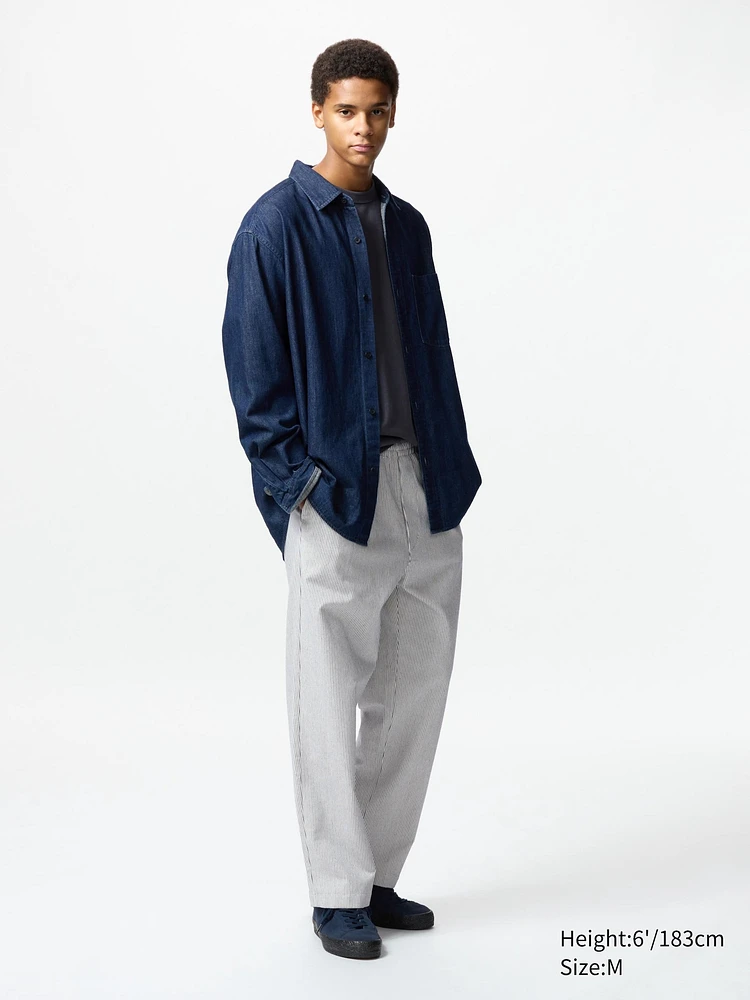 Stretch Easy Ankle Pants | Striped