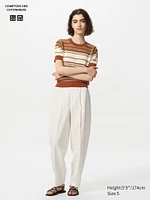 Linen Blend Barrel Leg Pants