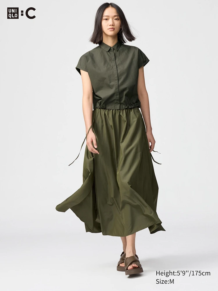 Gather Long Slit Skirt
